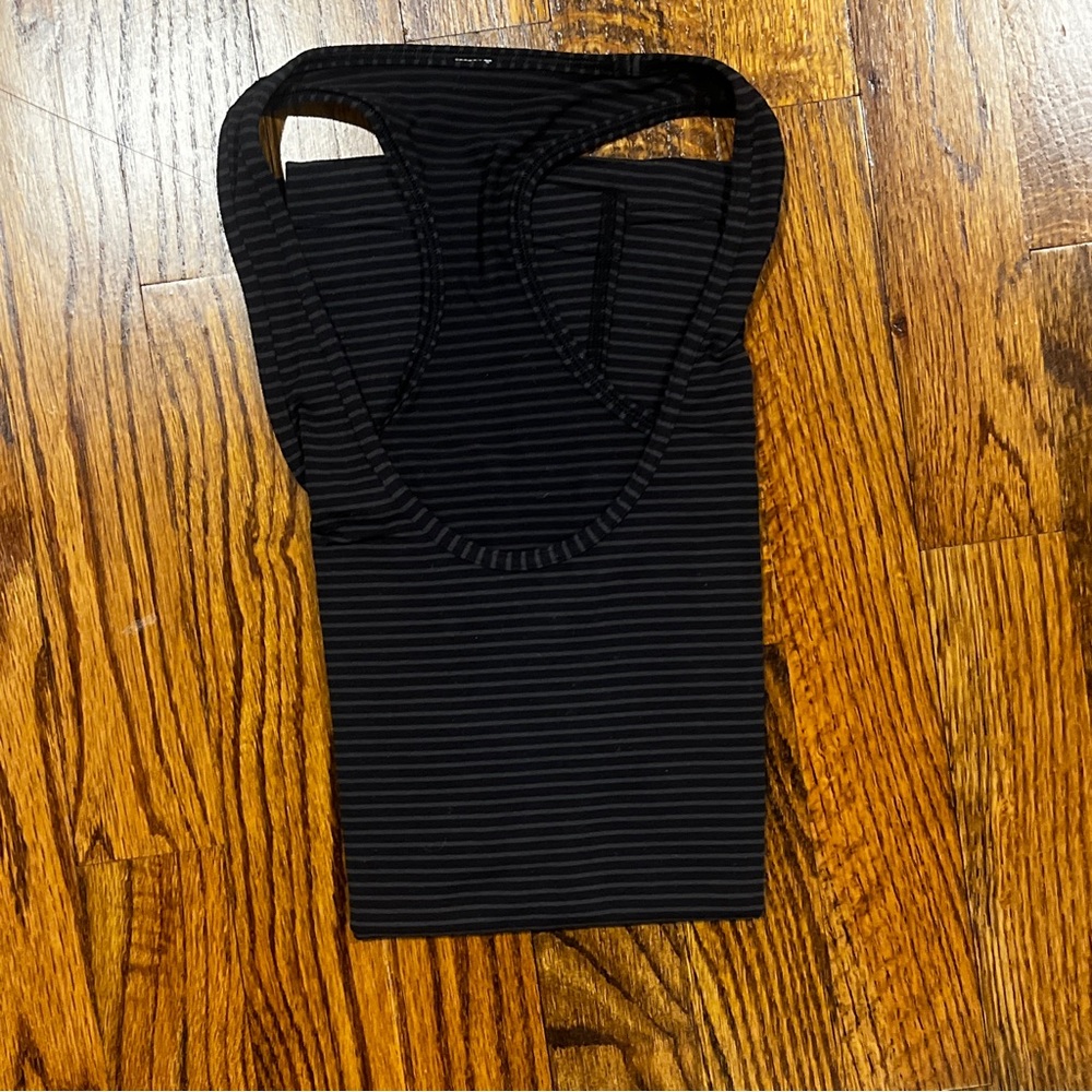 Women’s Lululemon Cool Racerback Tank Black with Gray Stripes - Size 4